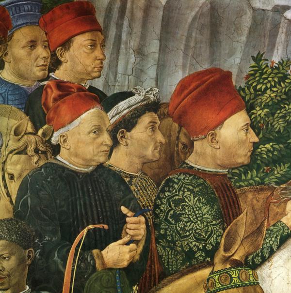Oil painting:Procession of the Magus Balthazar. Detail.1459