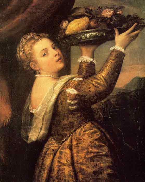 Oil painting for sale:Girl with a Basket of Fruits (Lavinia), 1555-1558