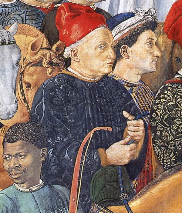 Oil painting:Procession of the Magus Balthazar. Detail.1459