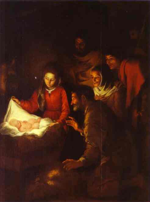 Oil painting:Adoration of the Shepherds. Oil on canvas. The Hermitage, St. Petersburg, Russia.