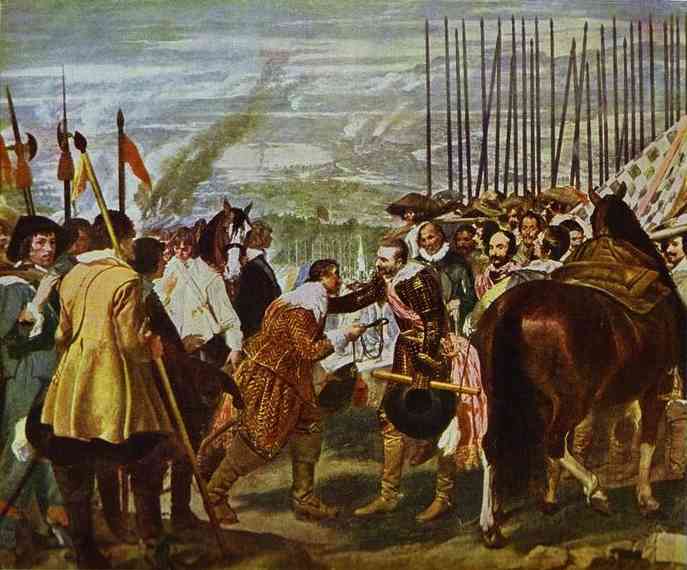 Oil painting:Surrender of Breda (Las Lanzas). 1634