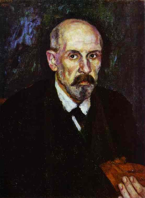 Oil painting:Portrait of a Man with Hurt Hand. 1913