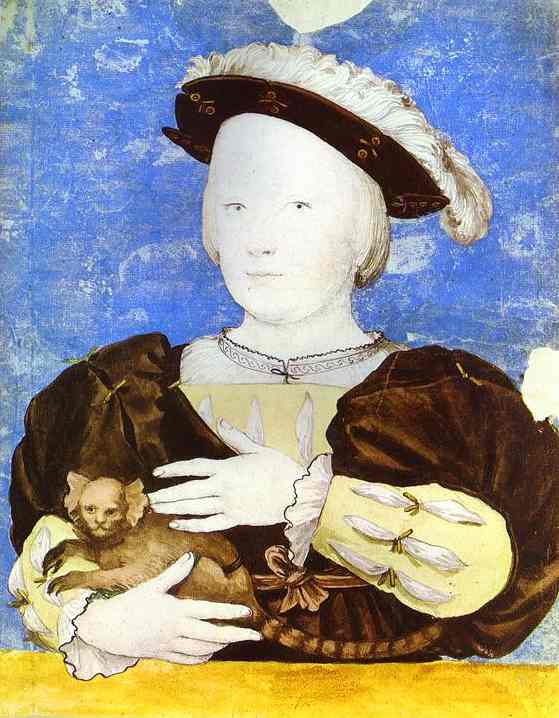 Oil painting:Portrait of Edward, Prince of Wales, with Monkey. c. 1541