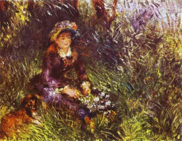 Oil painting:A Woman with A Dog (Portrait of Madame Renoir). 1880