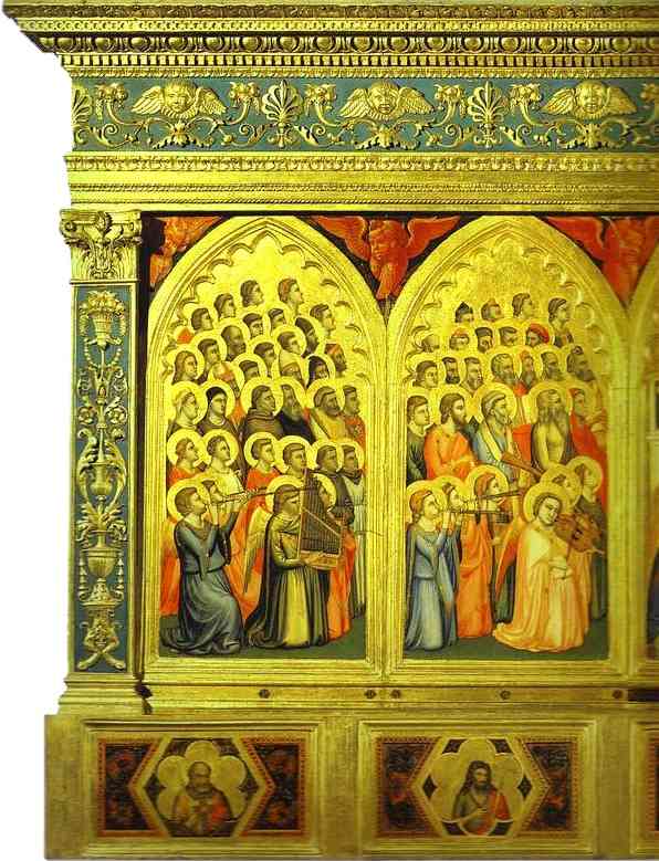 Oil painting:Baroncelli Polyptych. Detail, left part. 1334