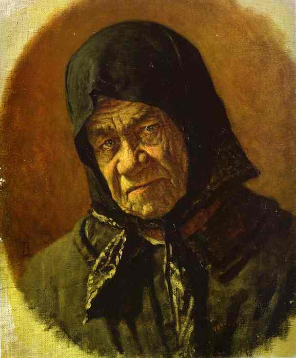 Oil painting:Beggar, Ninety Six Years Old. c.1891