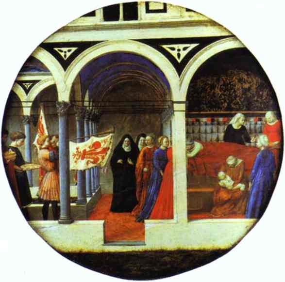 Oil painting:Birth Salver. c.1420