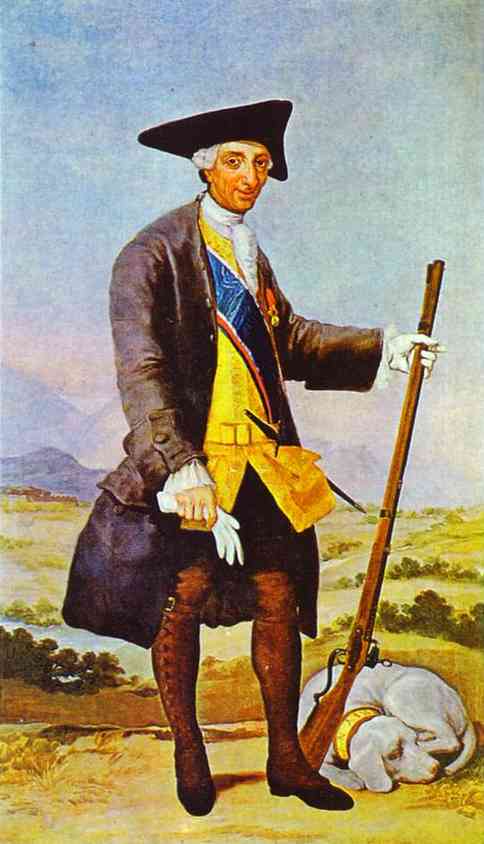 Oil painting:Charles III in Hunting Costume. c. 1786
