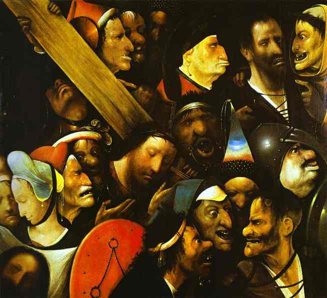 Oil painting:Christ Carrying the Cross. 1490