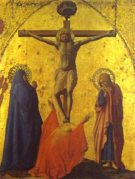 Oil painting:Crucifixion. Panel from the Pisa Altar. 1426