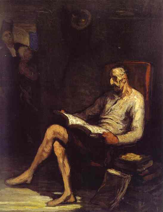 Oil painting:Don Quixote Reading. c. 1865