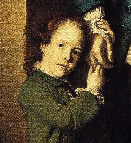 Oil painting:Edward Morant and His Son John. Detail. 1759