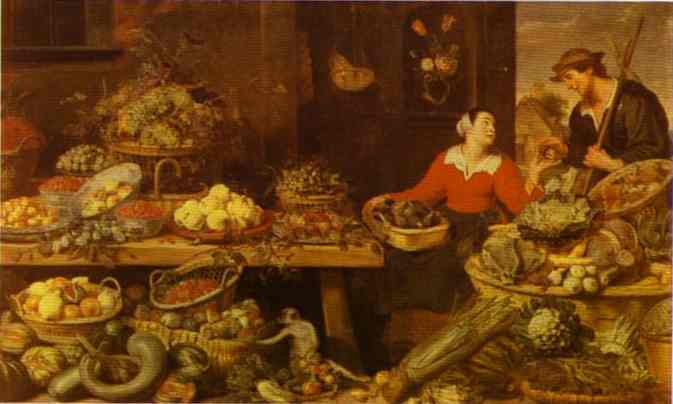 Oil painting:Fruit and Vegetable Stall
