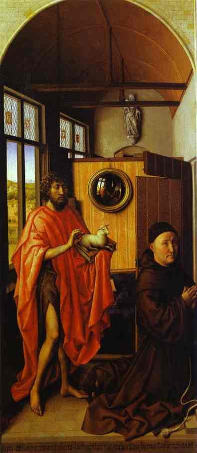 Oil painting:Heinrich von Werl and St. John the Baptist. 1438