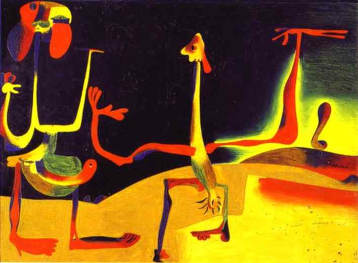Oil painting:Man and Woman in Front of a Pile of Excrement. 1936
