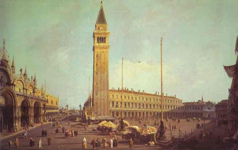 Oil painting:Piazza San Marco: Looking South-West. 1750