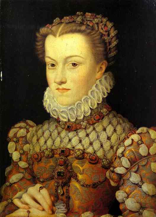 Oil painting:Portrait of Elisabeth of Austria, Queen of France.