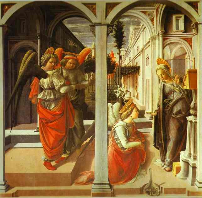 Oil painting:The Annunciation. c.1442