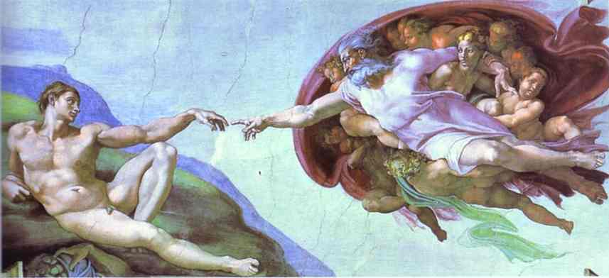 Oil painting:The Creation of Adam. 1508