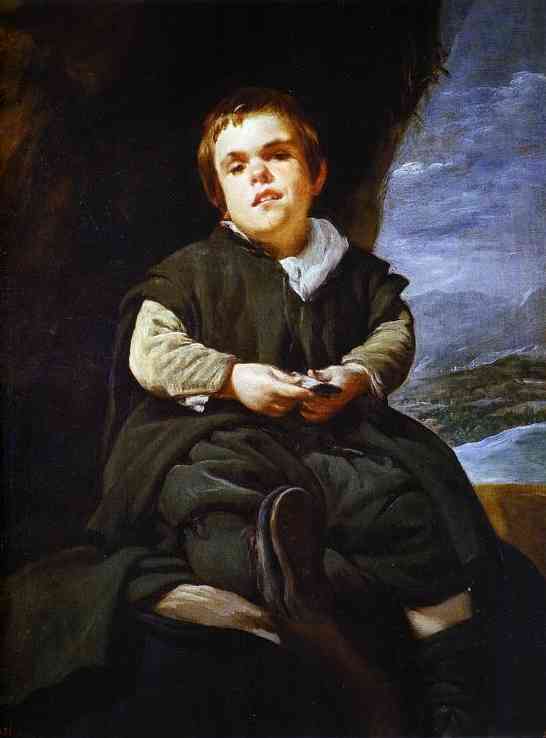 Oil painting:The Dwarf Francisco Lezcano. c. 1643