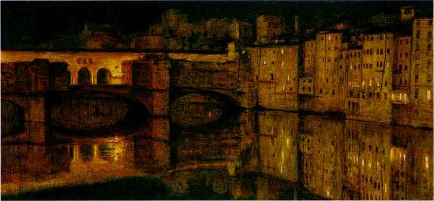 Oil painting:The Ponte Vecchio, Florence. 1867