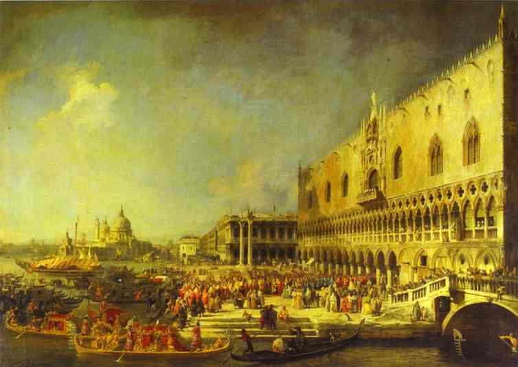Oil painting:The Reception of the French Ambassador in Venice. 1740