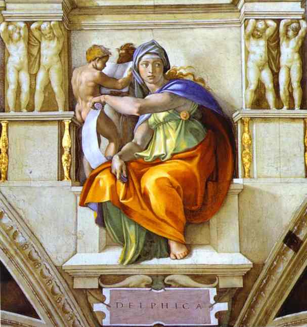 Oil painting:The Sibyl of Delphi. 1508