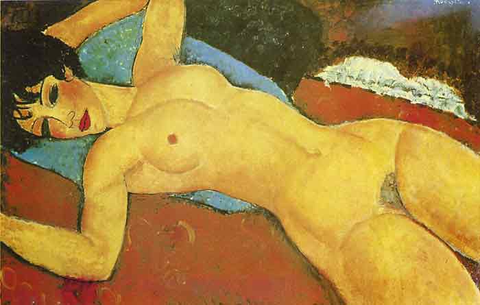 Oil painting for sale:Sleeping Nude with Arms Open( Red Nude ), 1917