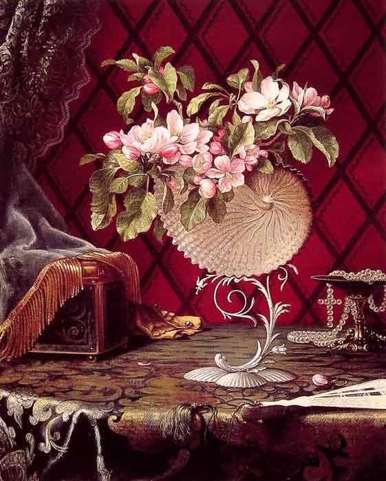 Oil painting for sale:Still Life with Apple Blossoms in a Nautilus Shell, 1870
