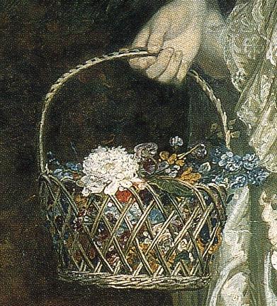 Oil painting:Mrs Thomas Riddell. Detail. 1763