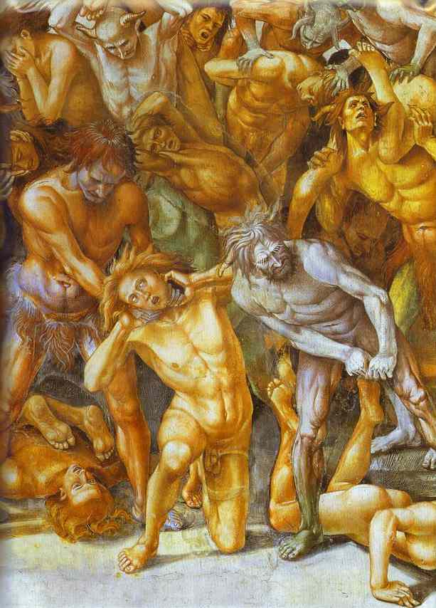 Oil painting:The Hell. Detail. Fresco. 1499-1502