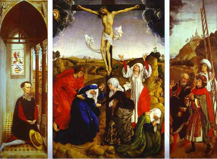 Oil painting:Abegg Triptych. c.1445