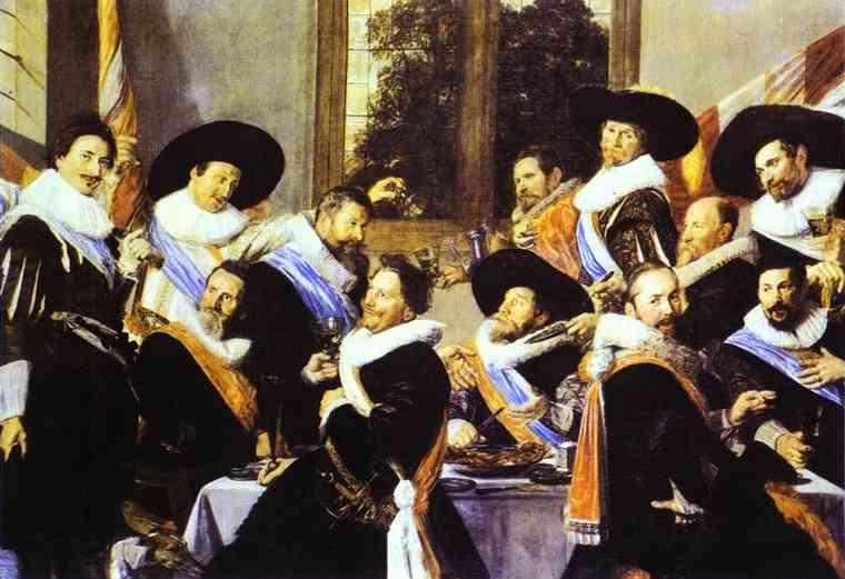 Oil painting:Banquet of the Officers of the Civic Guard of St. Andrew. c. 1627