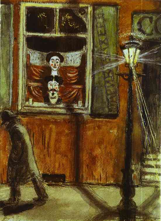 Oil painting:Barbershop Window. 1906