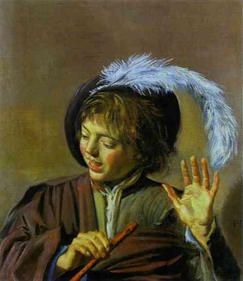 Oil painting:Boy with a Flute. c. 1623