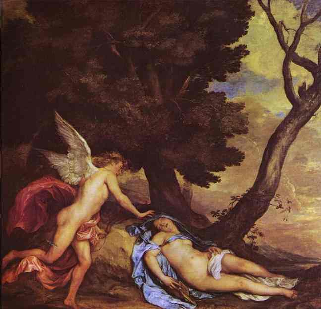 Oil painting:Cupid and Psyche. 1638