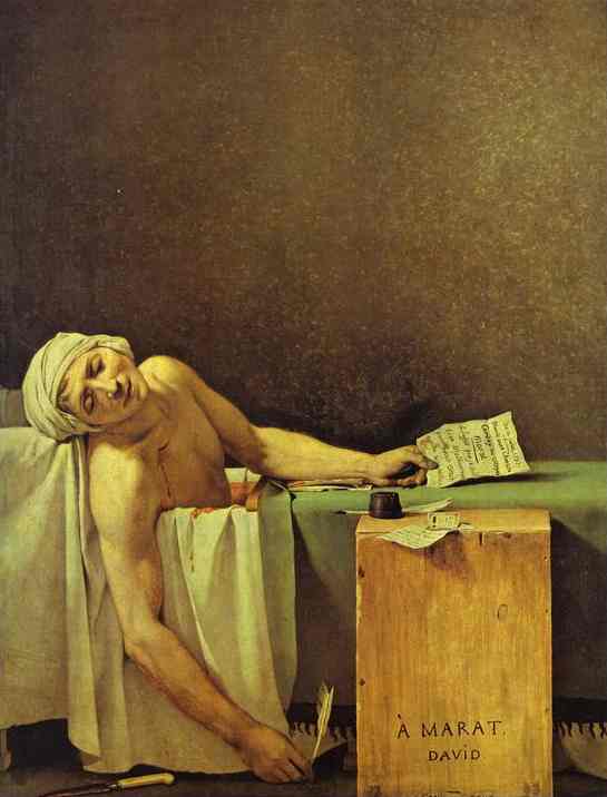 Oil painting:Death of Marat. Oil on canvas. 1793