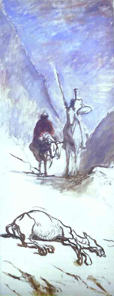 Oil painting:Don Quixote, Sancho Pansa and the Dead Mule.