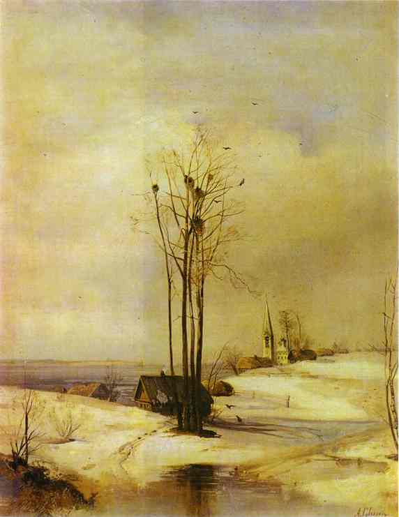 Oil painting:Early Spring. Thaw. 1880