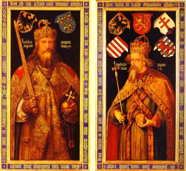 Oil painting:Emperor Charlemagne and Emperor Sigismund. 1513