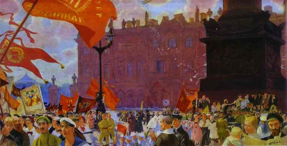 Oil painting: Festival of the II Congress of Comintern on the Uritsky Square in Moscow. 1921