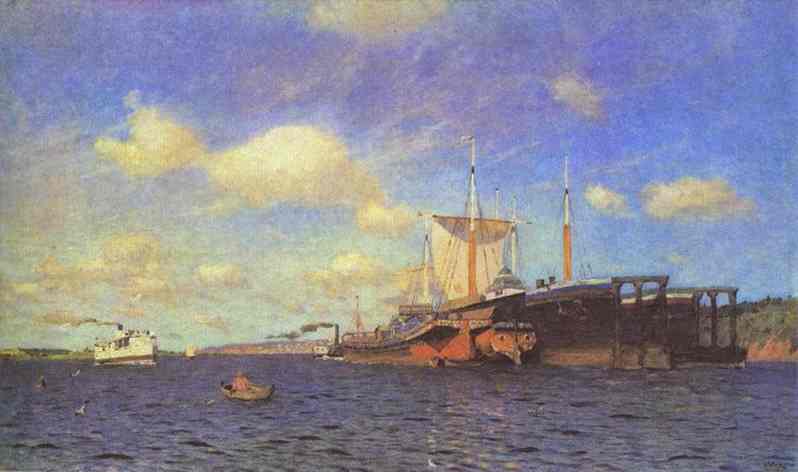 Oil painting:Fresh Wind. Volga. 1895
