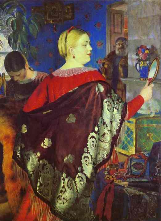 Oil painting: Merchant Wife with a Mirror. 1920