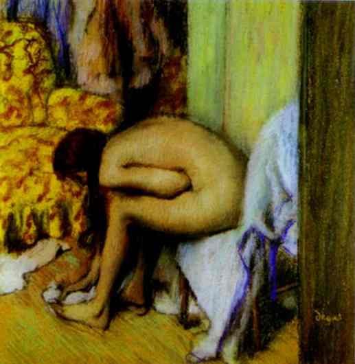 Oil painting:Nude Wiping Her Foot. ca. 1885