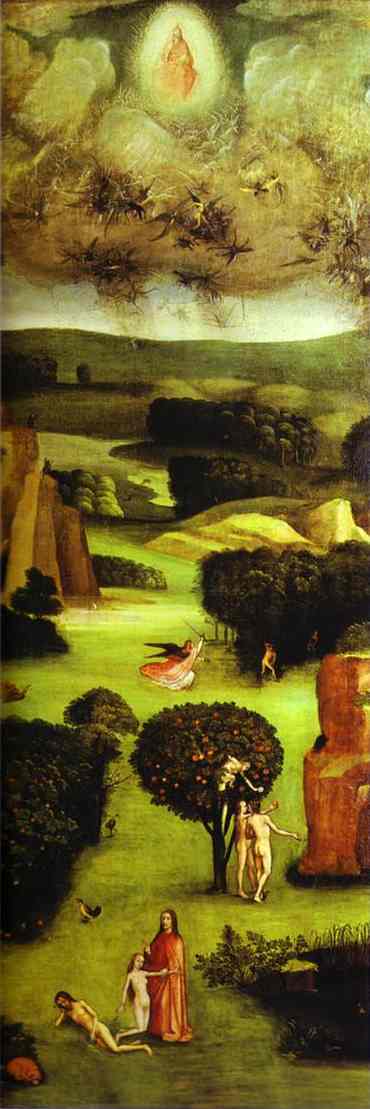 Oil painting:Paradise. left wing of the Last Judgement triptych. 1500