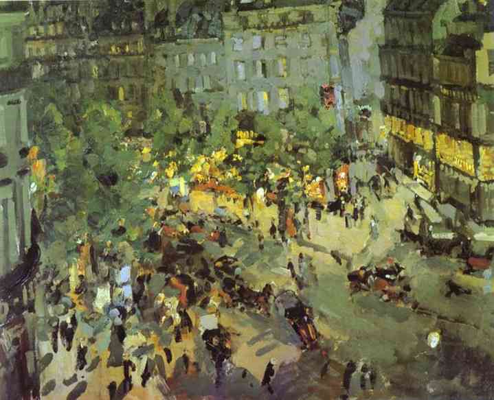 Oil painting: Paris. Boulevard des Capucines. 1911