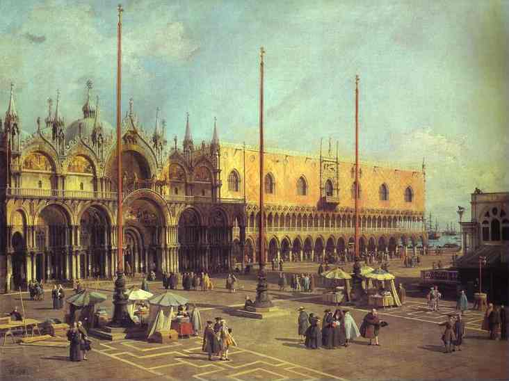 Oil painting:Piazza San Marco: Looking South-East. 1735