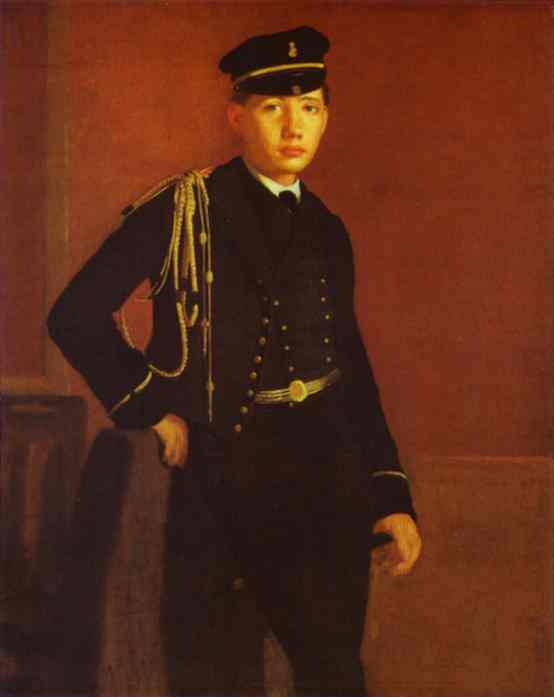 Oil painting:Portrait of Achille de Gas in the Uniform of a Cadet. 1856