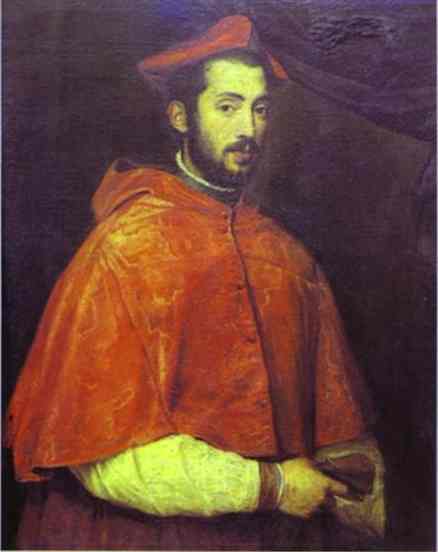 Oil painting:Portrait of Cardinal Alessandro Farnese. 1545-1546