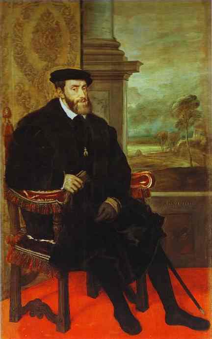 Oil painting:Portrait of Emperor Charles V Seated. 1548